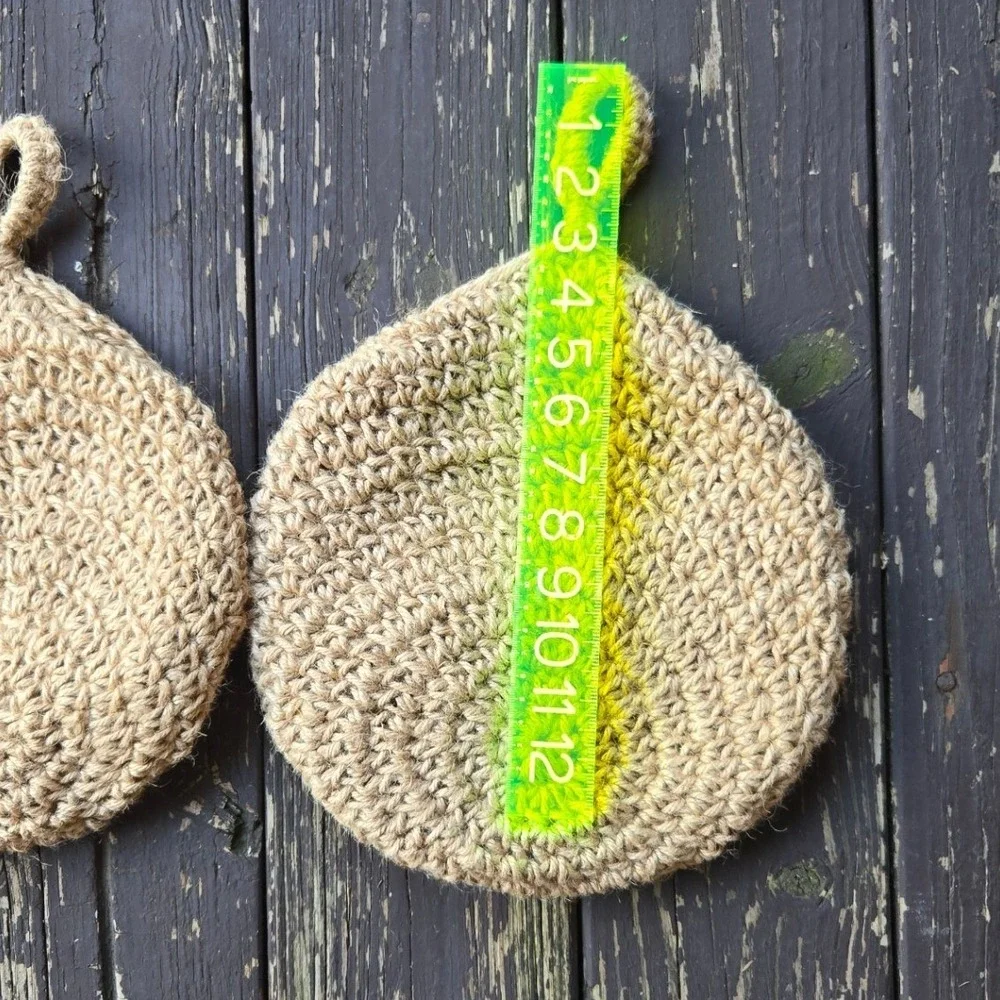 Vintage Handmade Crocheted Jute Nesting Wall Hanging Pockets Baskets - Set of 3